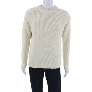 Bellerose Mens Pullover Sweater Ivory Crew Neck 95% Cotton Size S